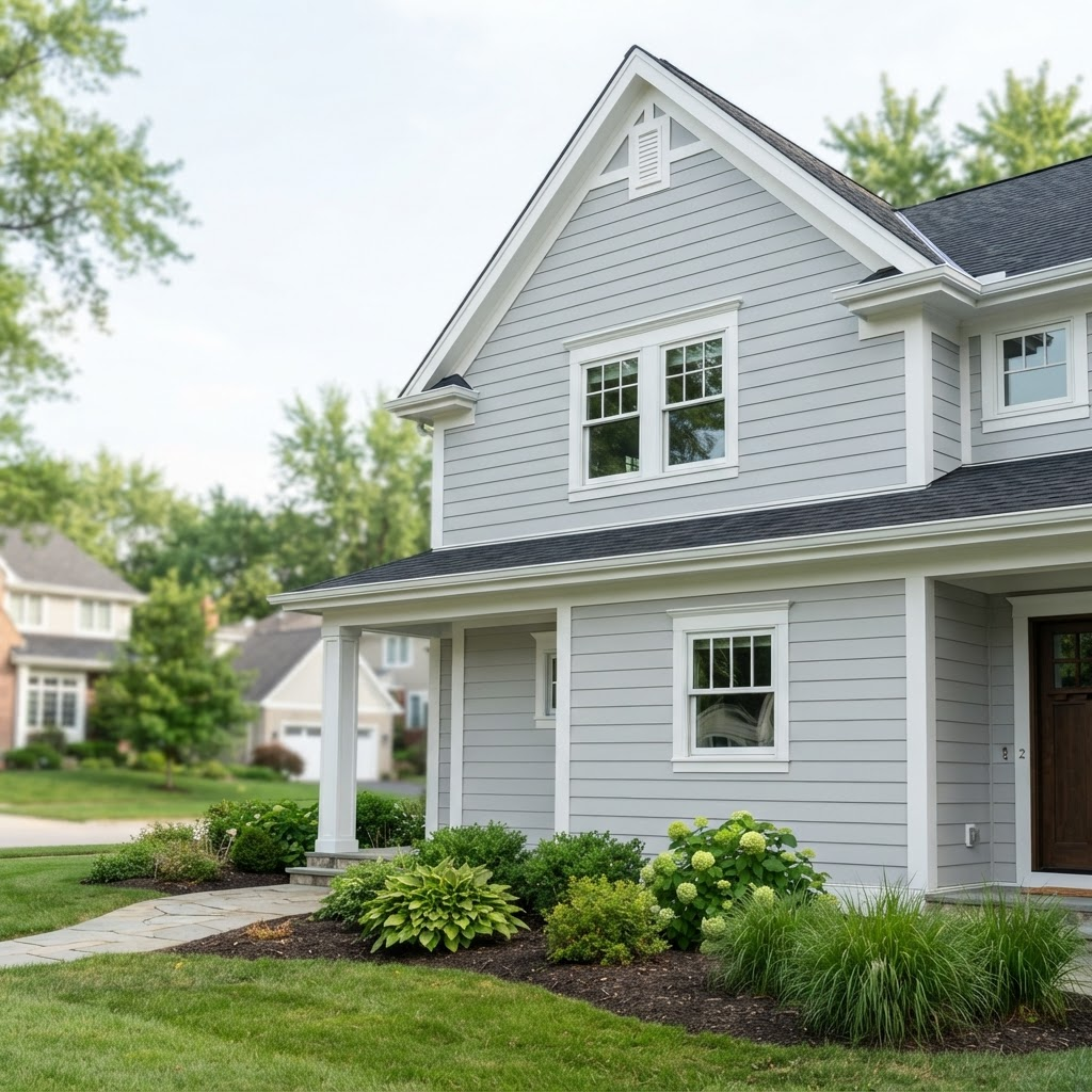 Home with new fiber cement siding